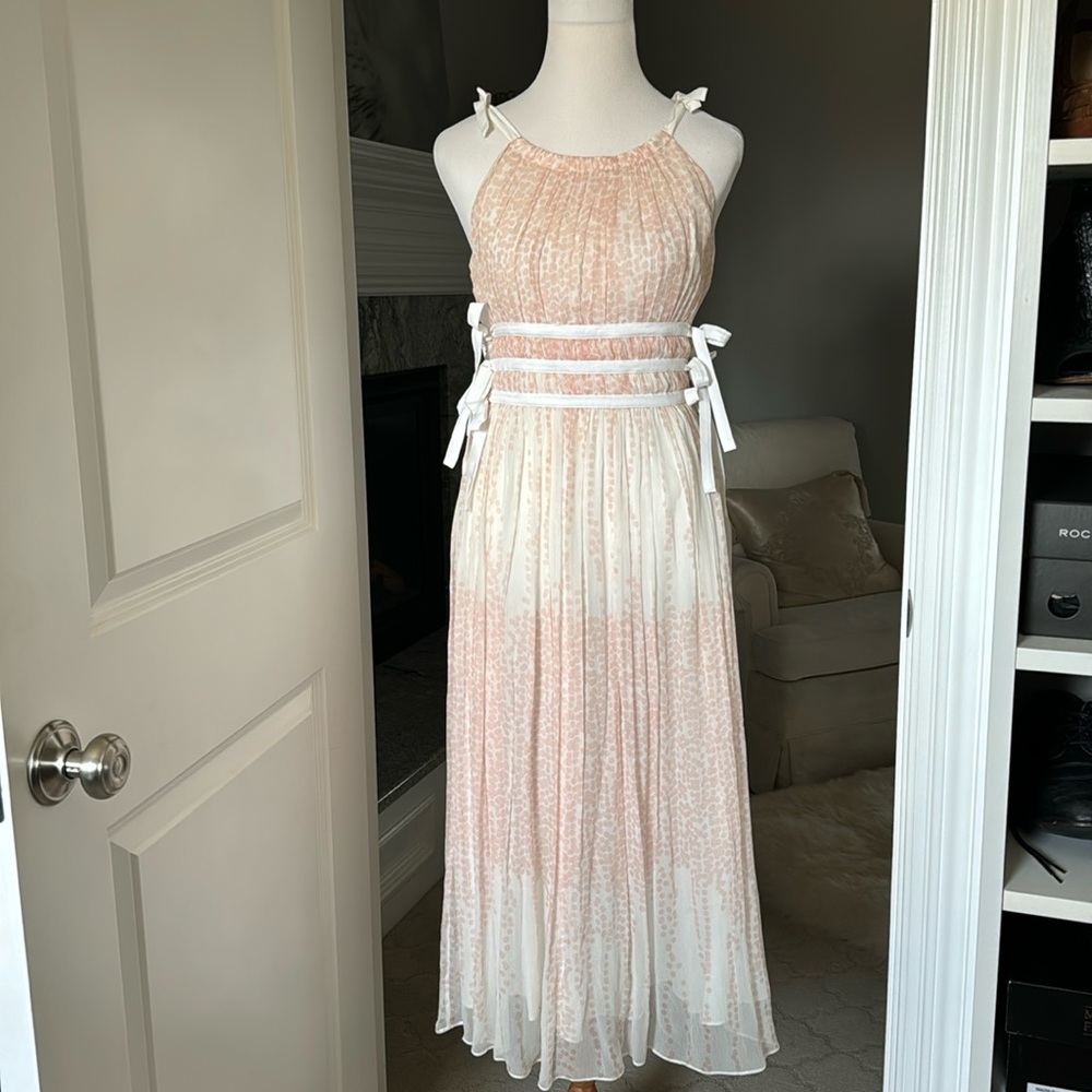 Max&Moi Paris Rivière Silk Ballerina pale Pink Dots Dress Stunning 36FR